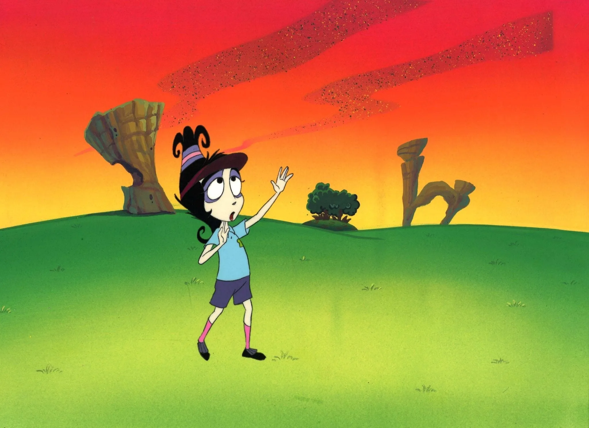 Beetlejuice The Animated Series Original Production Cel on Original Background with Matching Drawing: Lydia Deetz