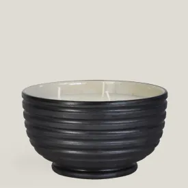 Black Ridged Large Candle Bowl