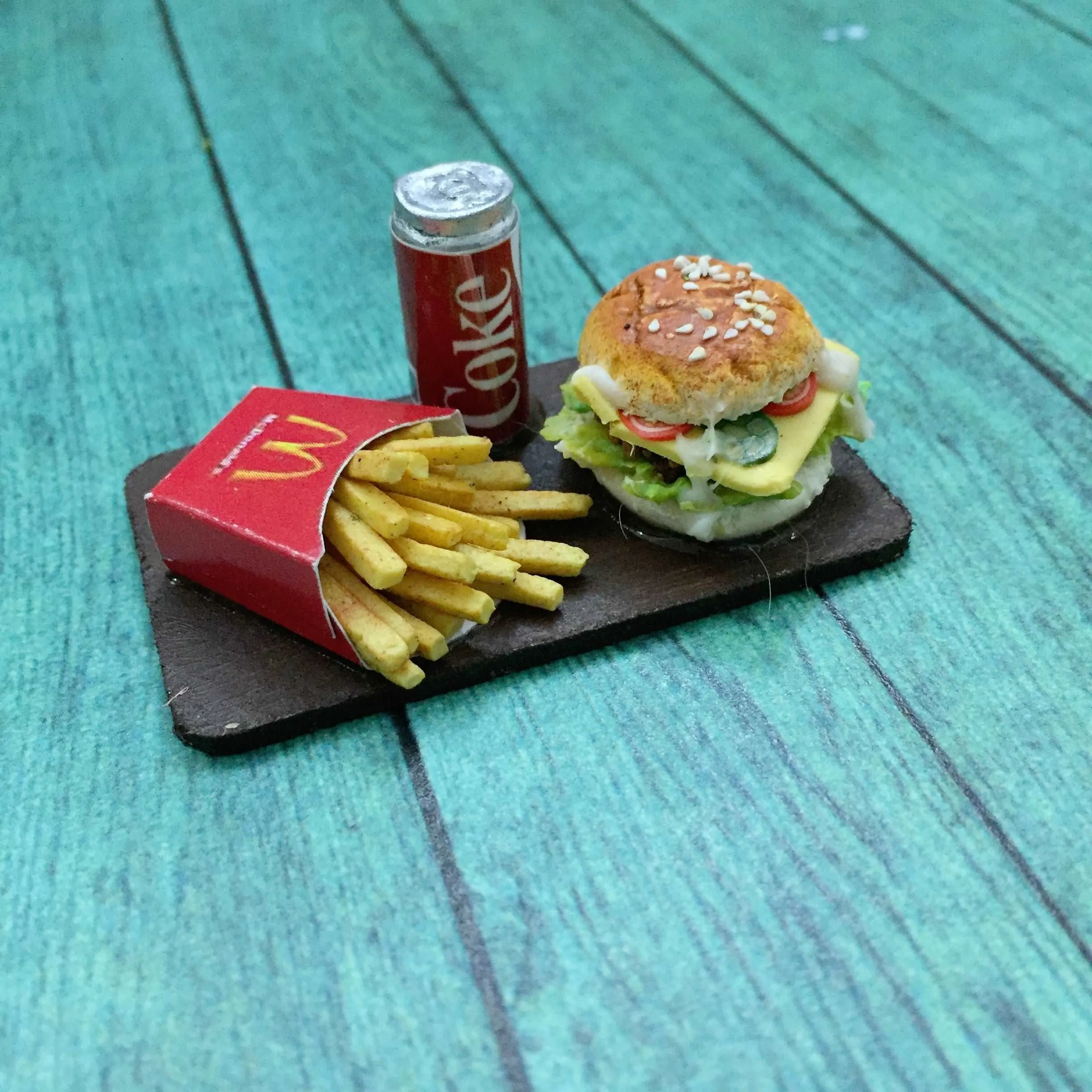 Burger Fries Coke Fast Food Miniature Food Magnet