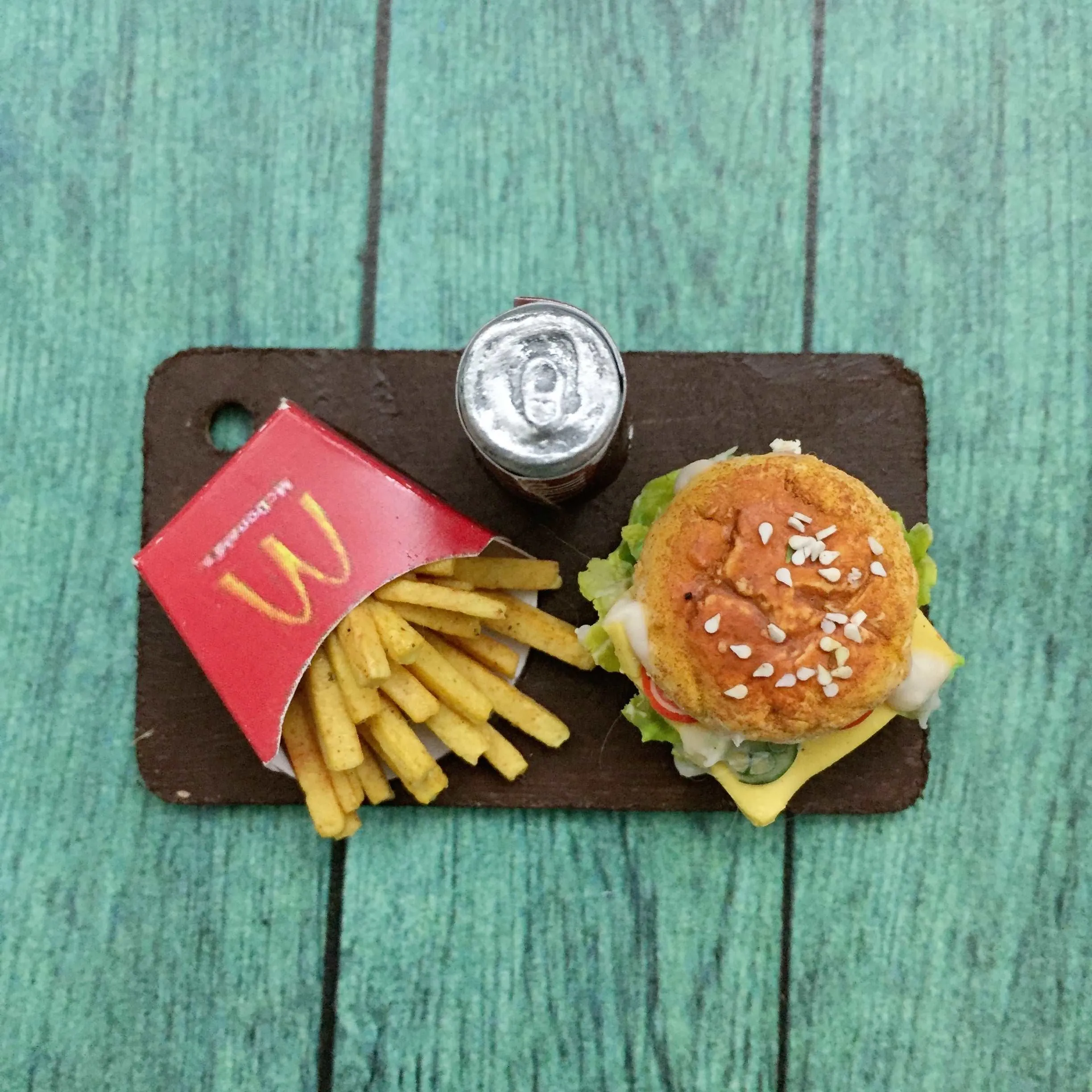 Burger Fries Coke Fast Food Miniature Food Magnet