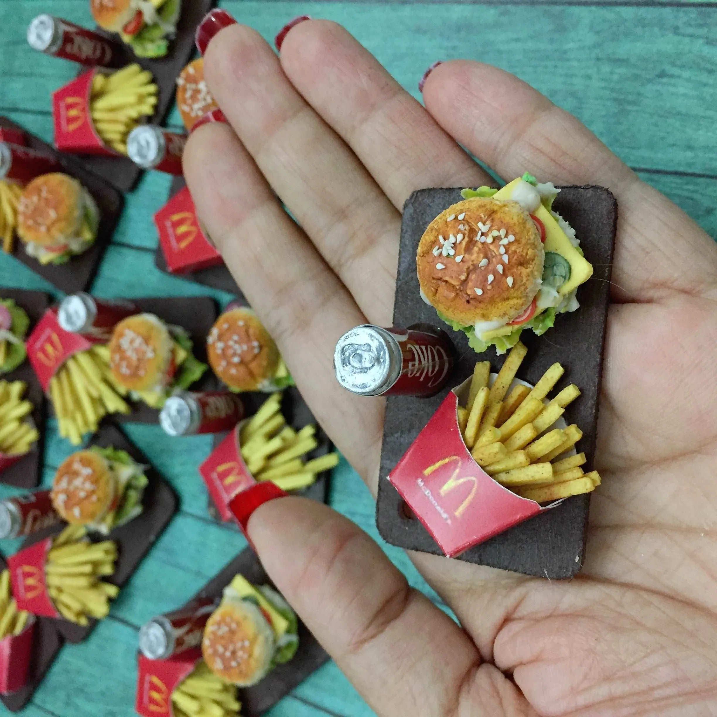 Burger Fries Coke Fast Food Miniature Food Magnet