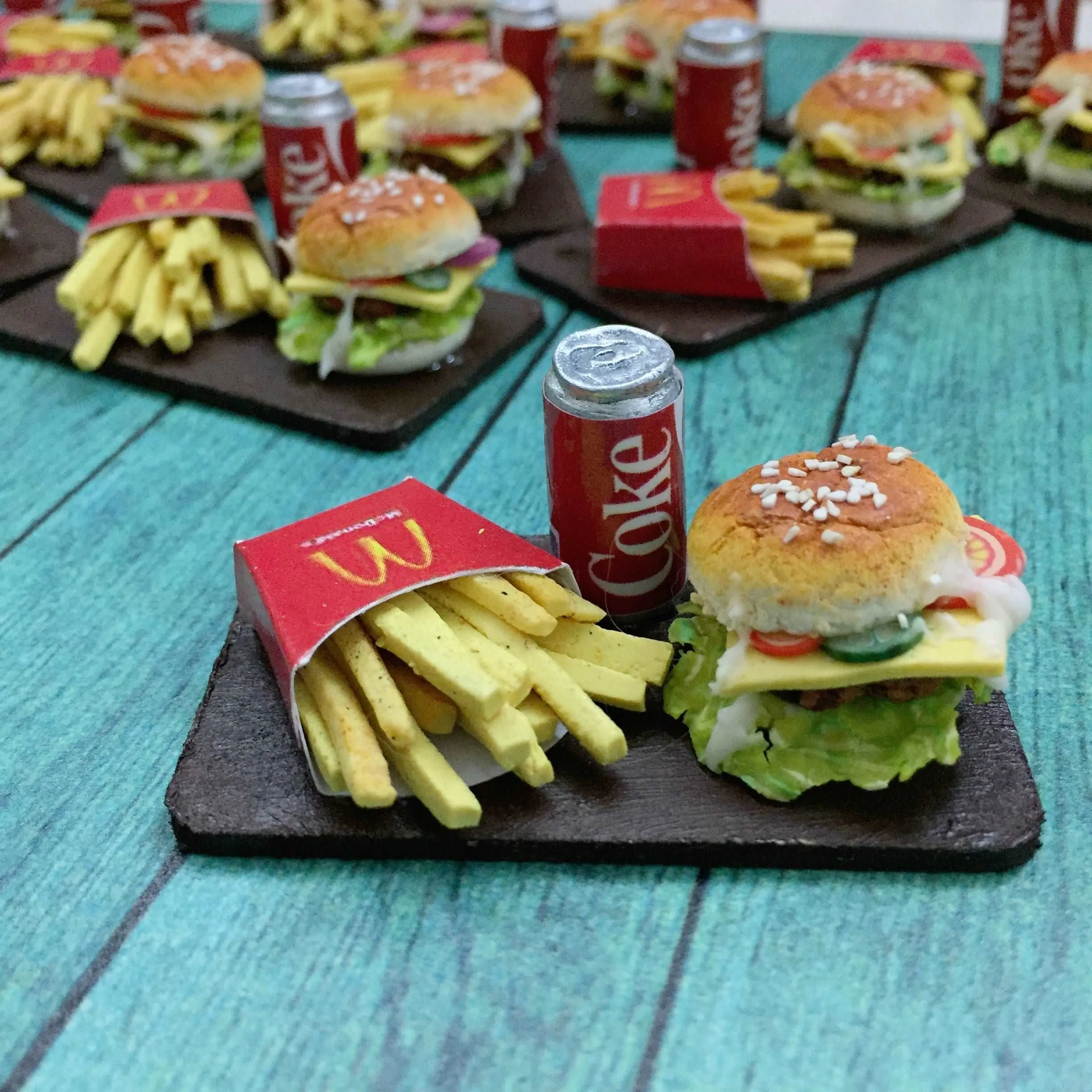 Burger Fries Coke Fast Food Miniature Food Magnet