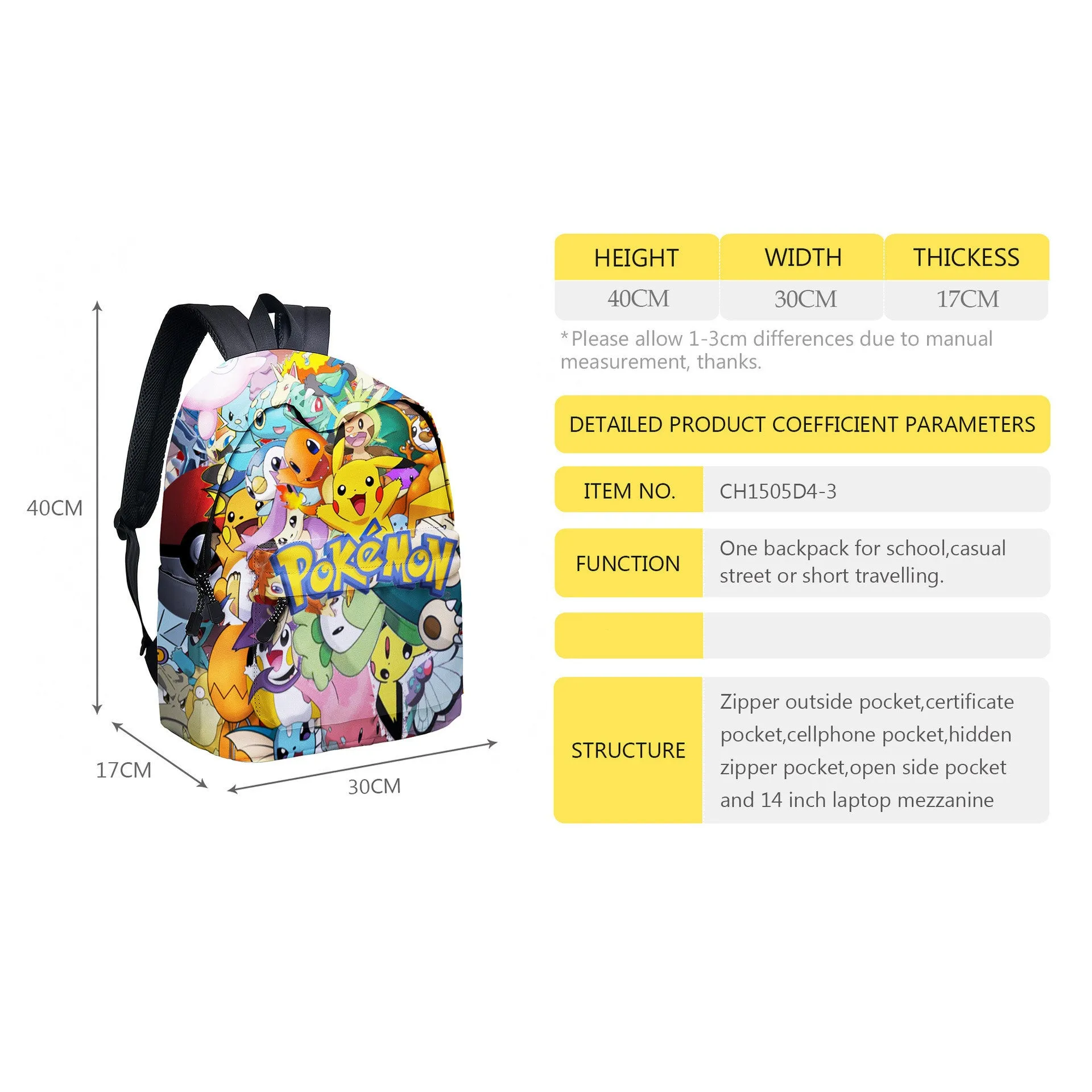 Cartoon printed backpack two-piece set AB2133