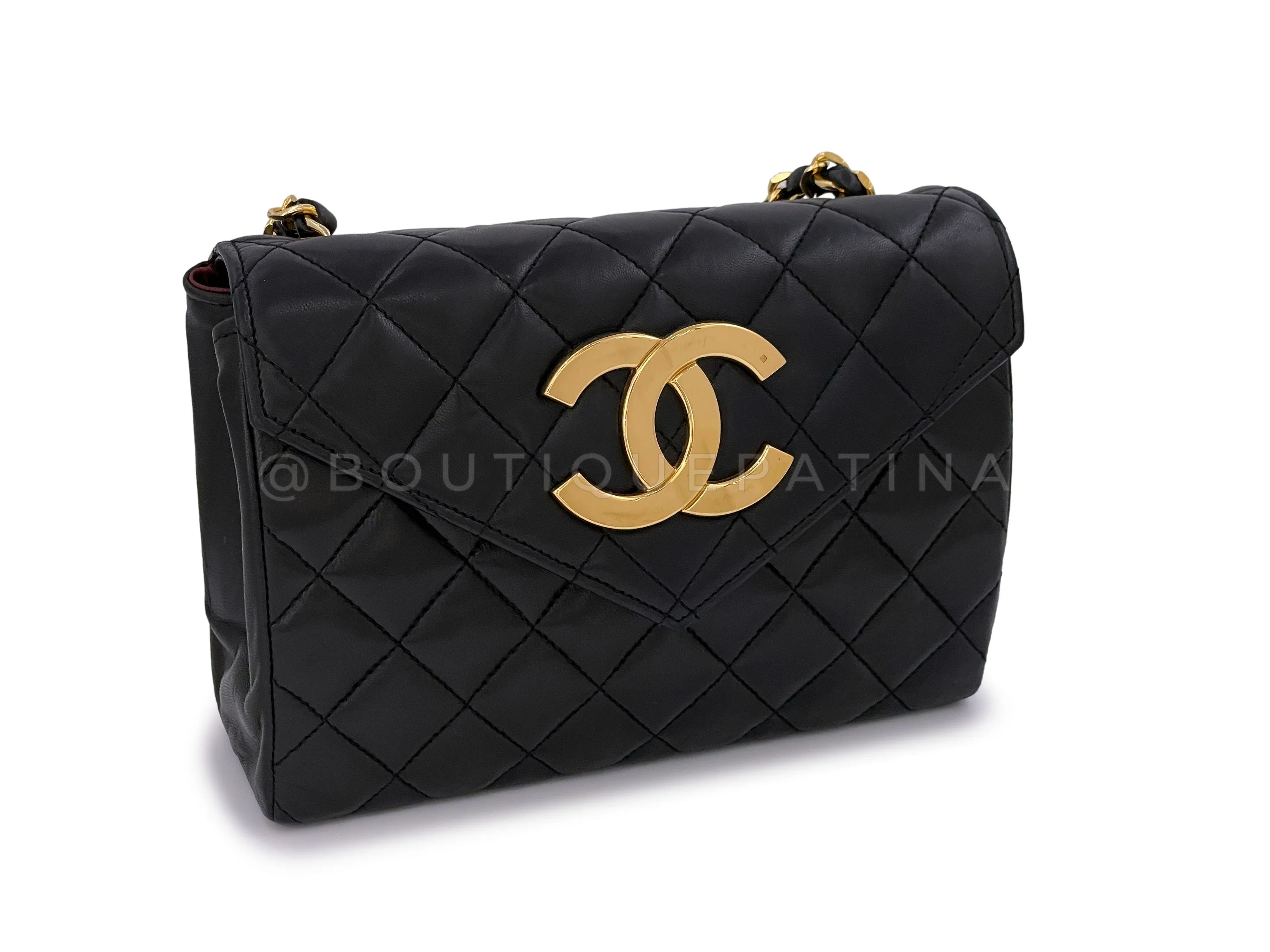 Chanel 1988 Vintage Black Giant CC Mini Envelope Flap Bag 24k GHW