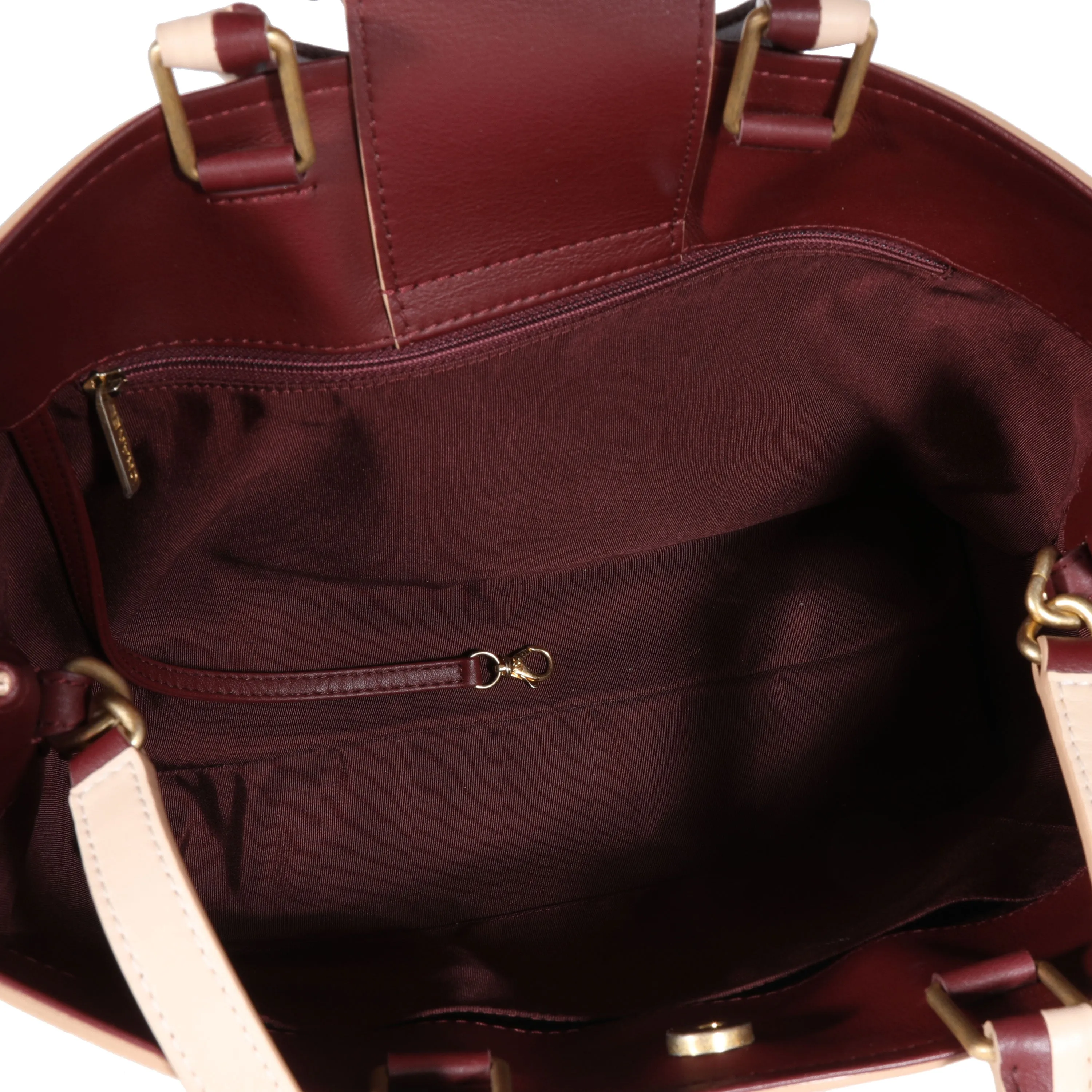 Chanel Beige & Burgundy Quilted Calfskin Shopping Tote