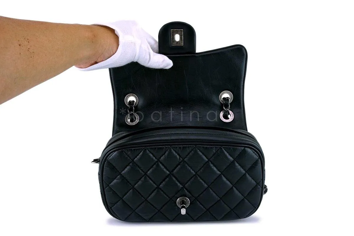 Chanel Black Aged Calfskin Small/Mini Easy Flap Bag RHW