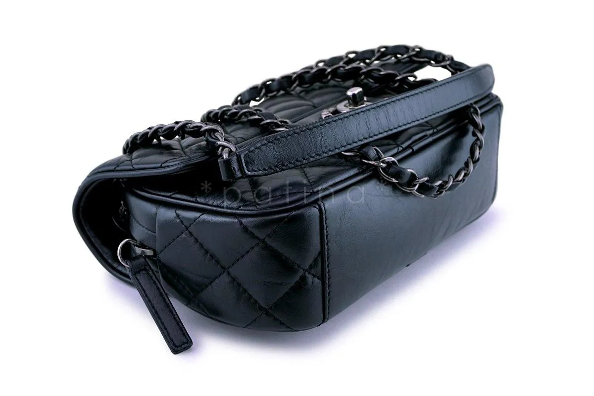 Chanel Black Aged Calfskin Small/Mini Easy Flap Bag RHW