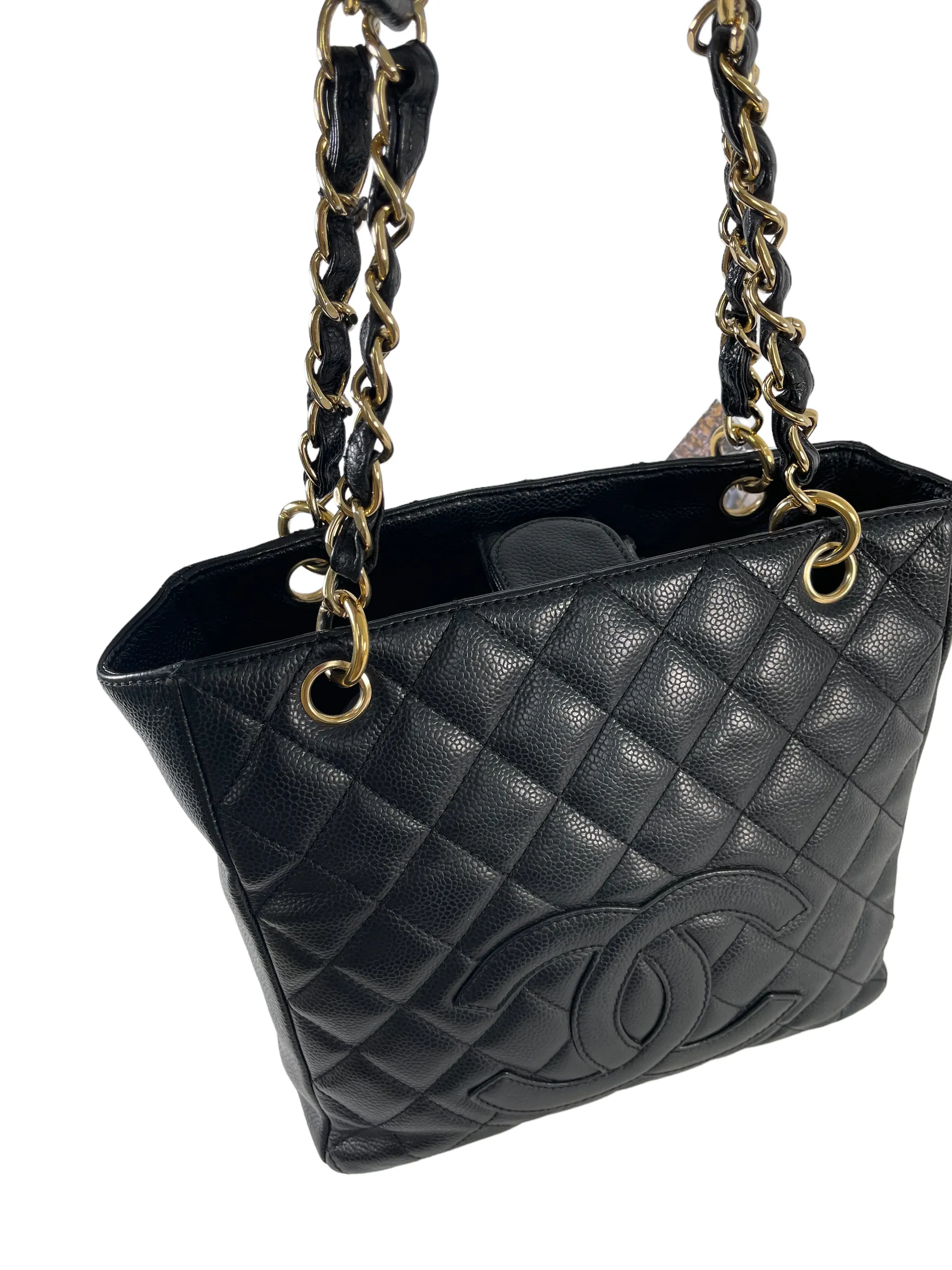 Chanel Black Caviar Leather 'Petite Shopping' Tote