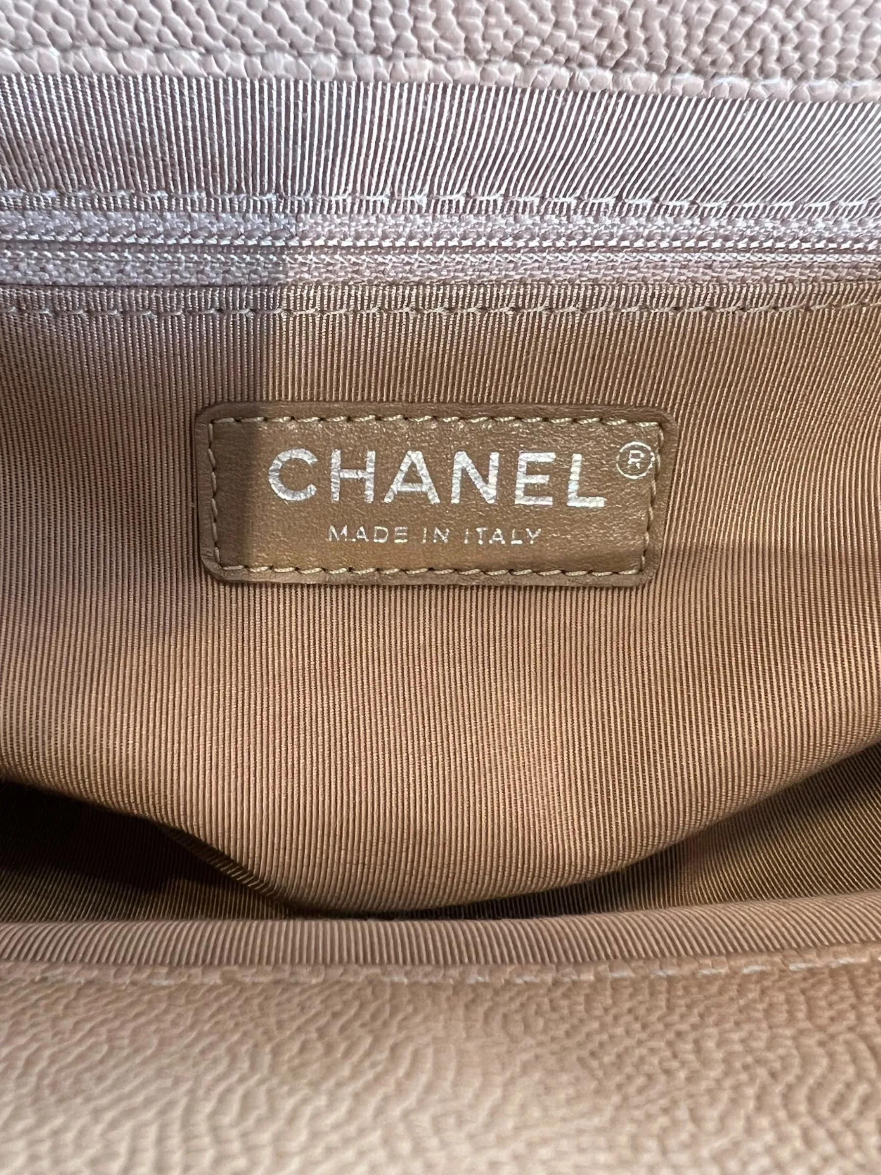 Chanel Cream Caviar Leather Neo Shopping Tote