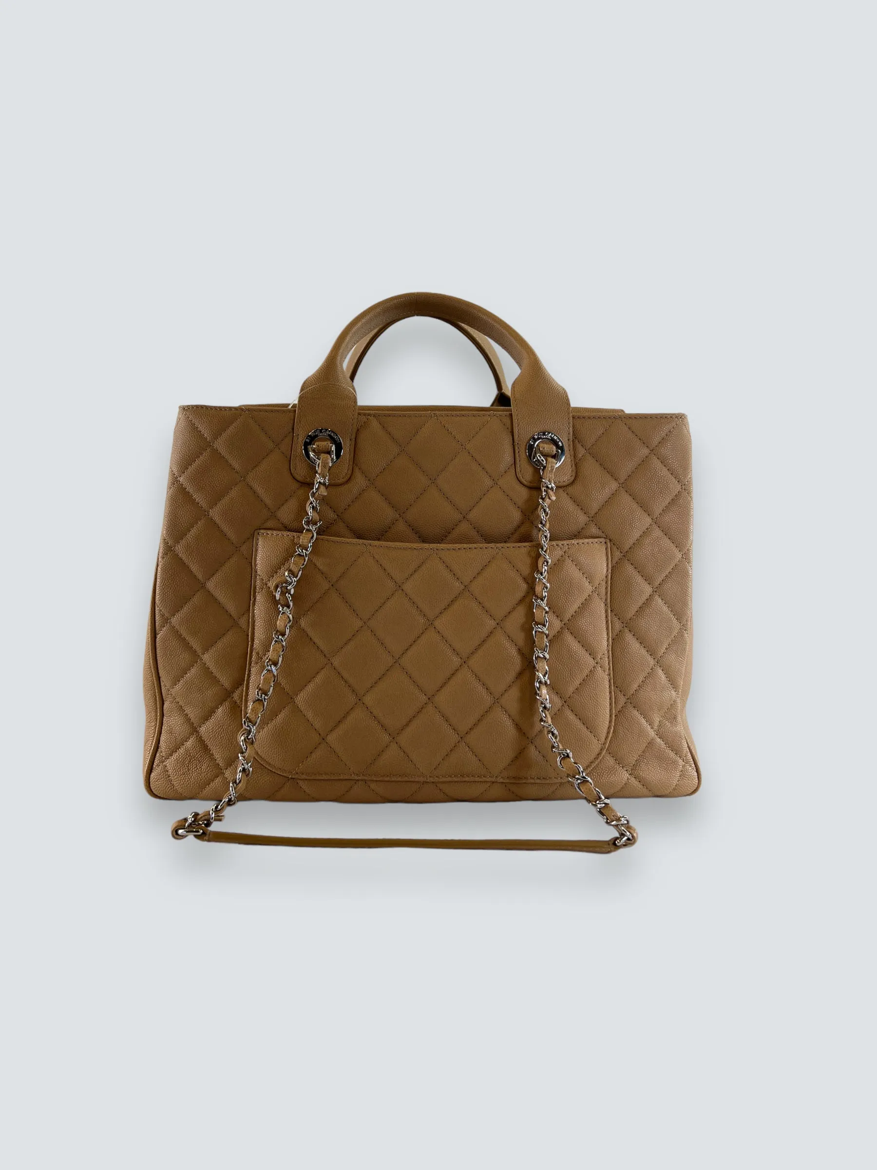 Chanel Cream Caviar Leather Neo Shopping Tote