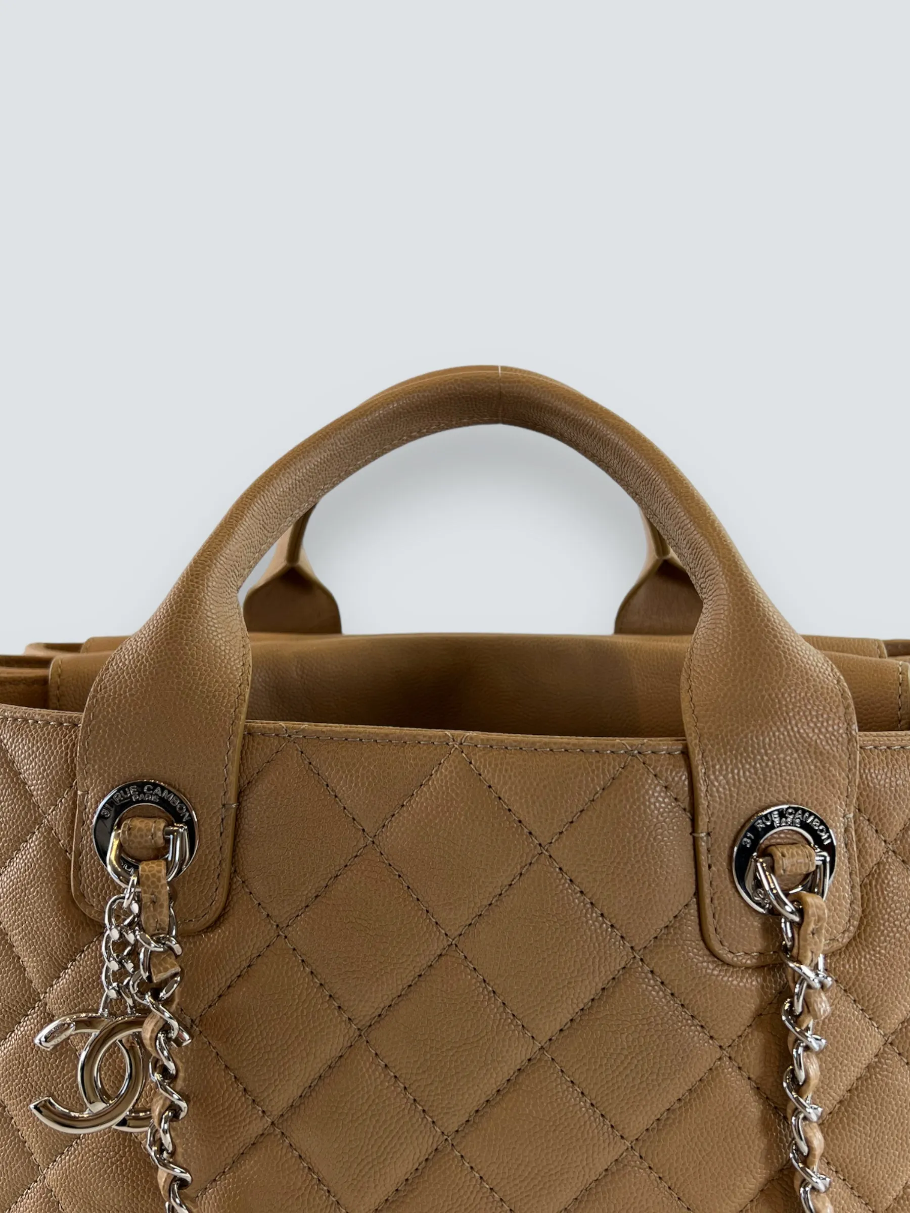Chanel Cream Caviar Leather Neo Shopping Tote