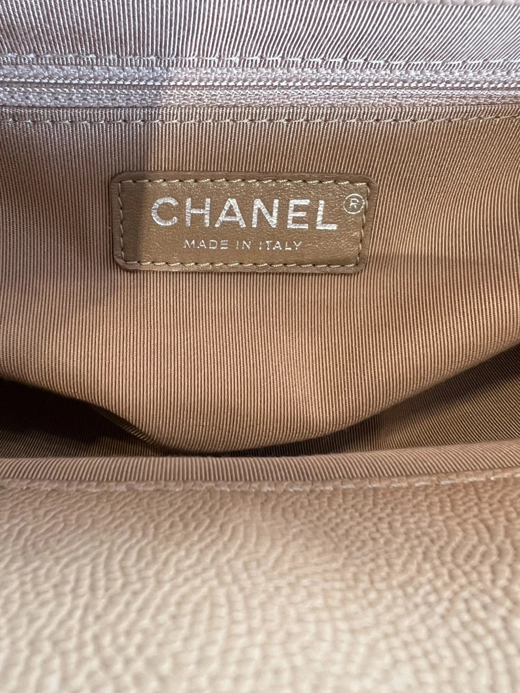 Chanel Cream Caviar Leather Neo Shopping Tote