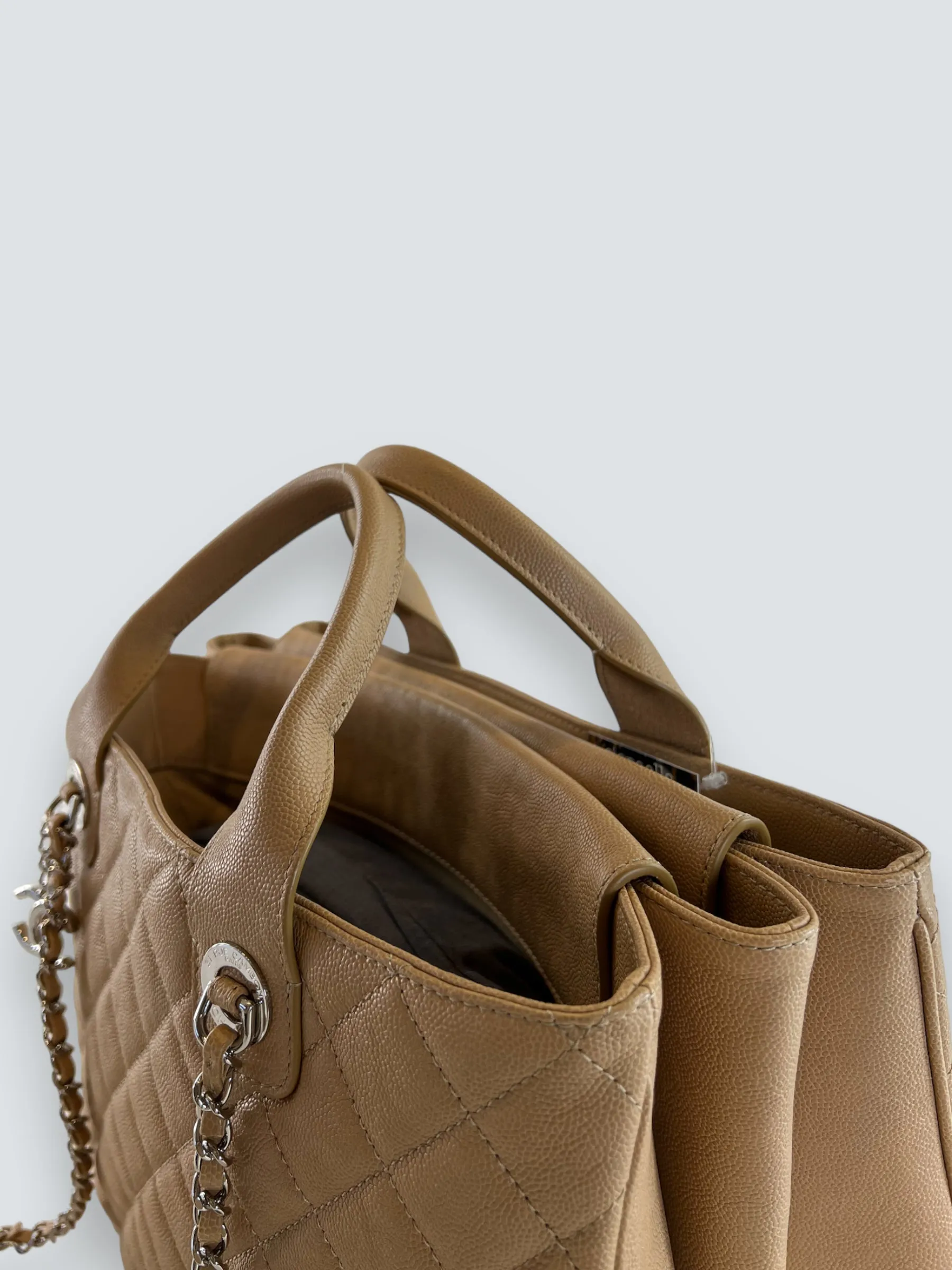 Chanel Cream Caviar Leather Neo Shopping Tote