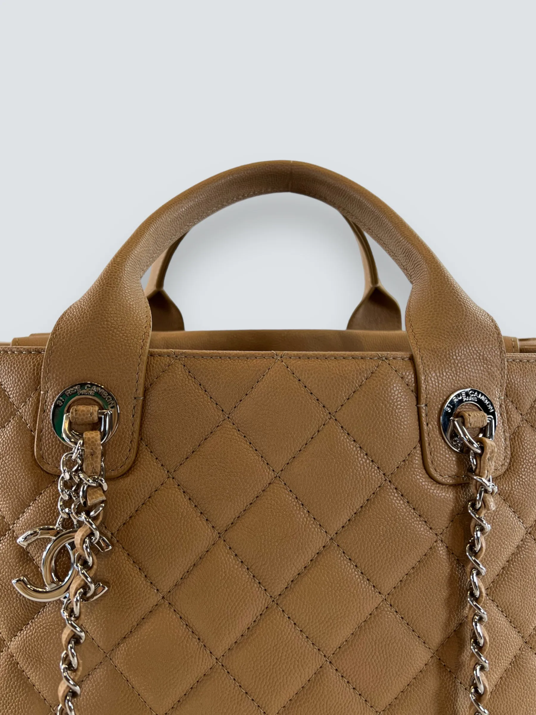 Chanel Cream Caviar Leather Neo Shopping Tote