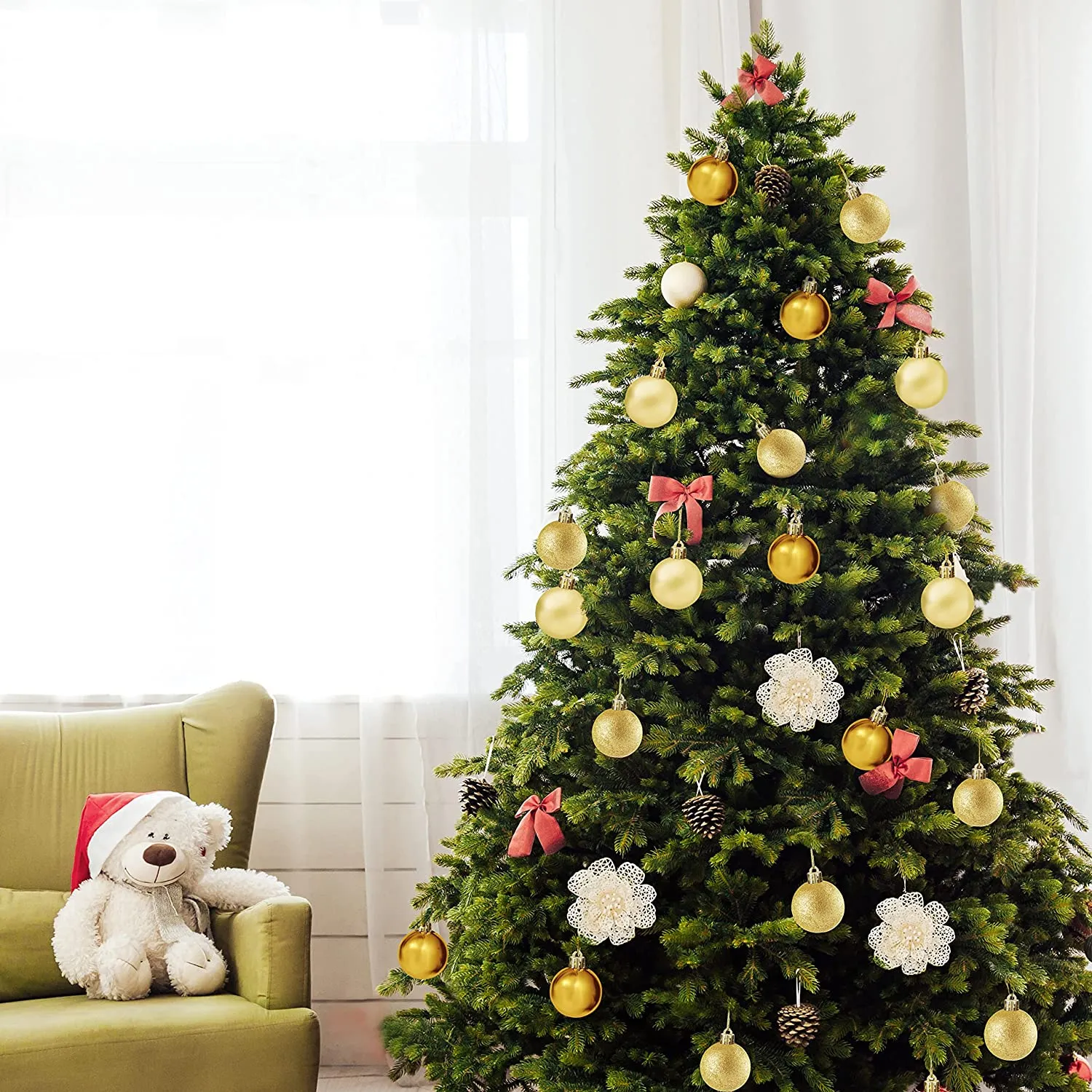 Christmas Golden Ball For Hanging - Pack of 6