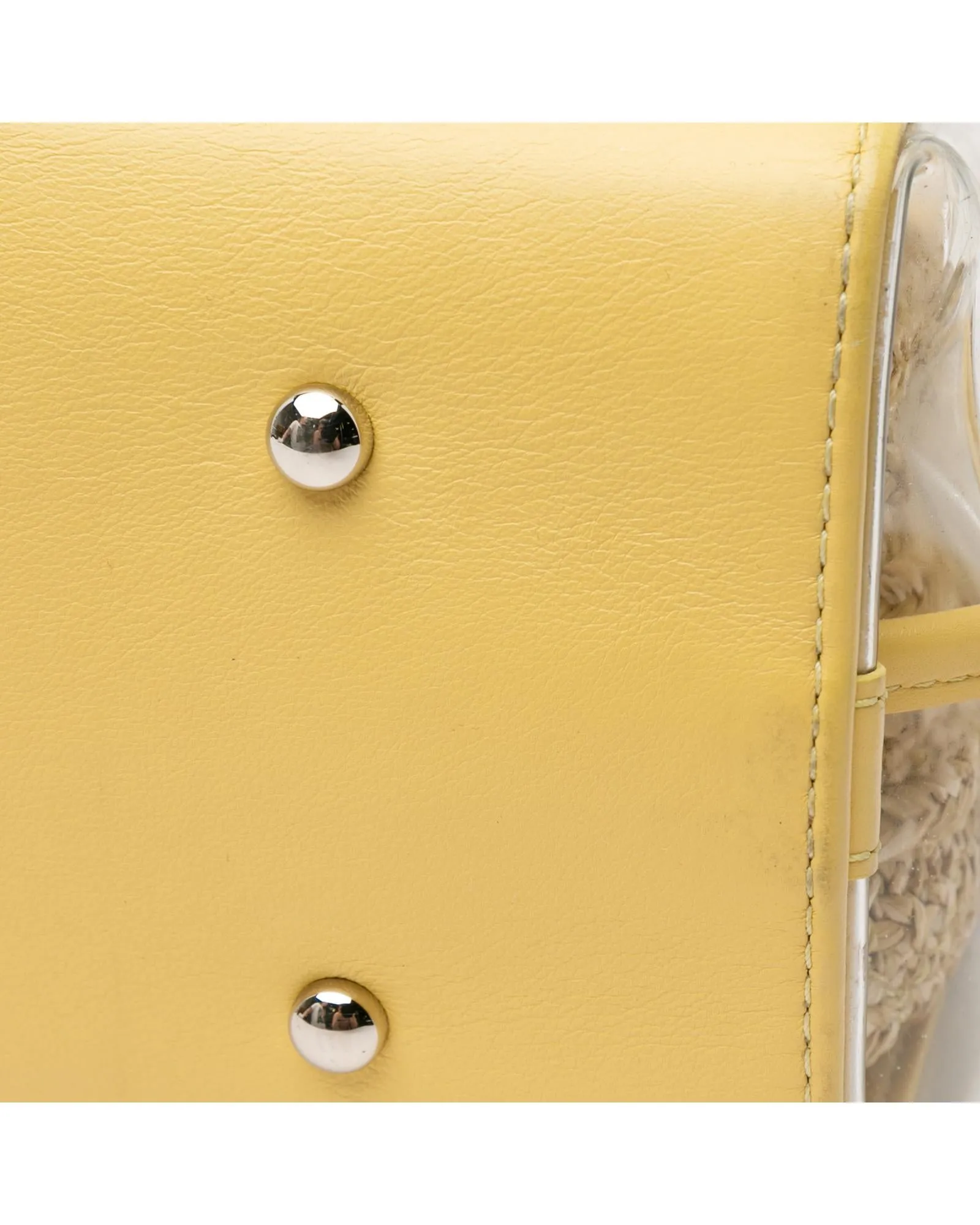 Cut-out Leather Trim PVC Shopping Tote