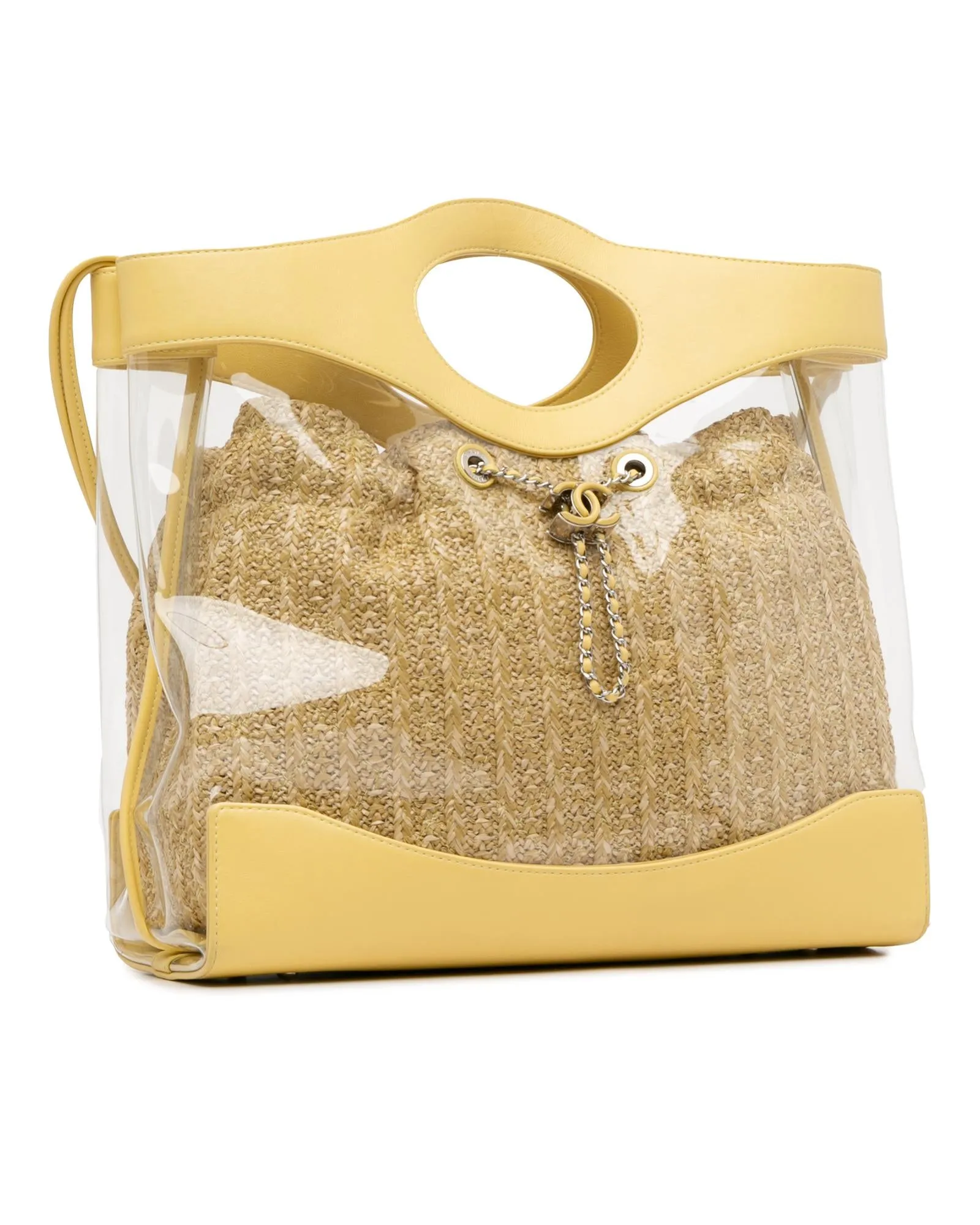Cut-out Leather Trim PVC Shopping Tote