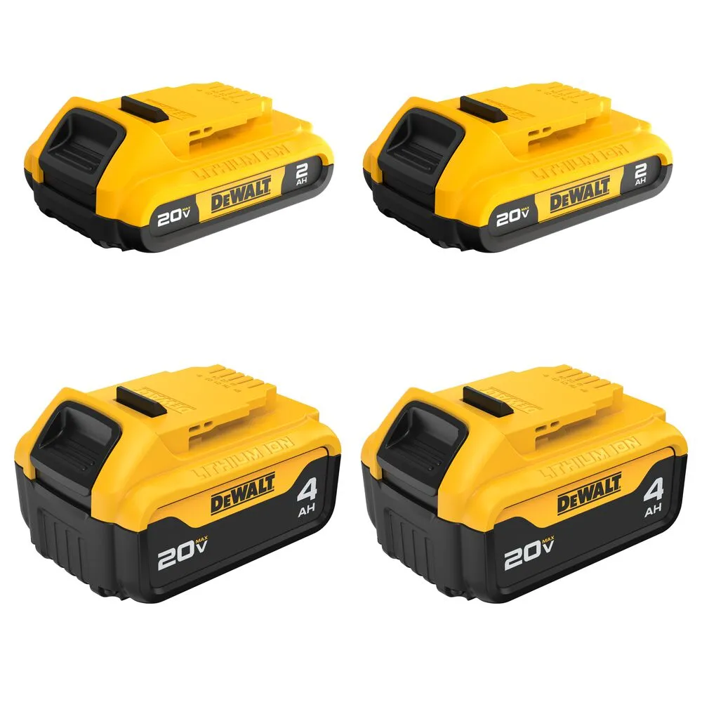 DeWalt DCB324-4 20V MAX Lithium-Ion Battery 4-Pack, (2) x 4.0 Ah   (2) 2.0 Ah