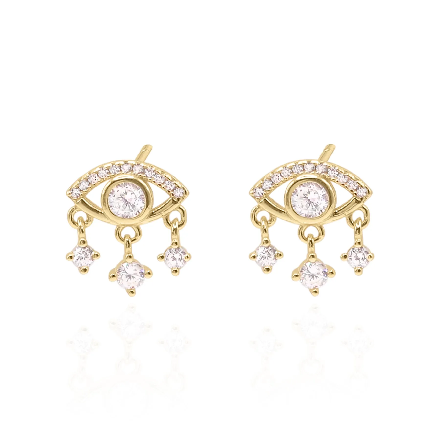 Ellis Crystal Eye Studs | 18K Gold Plated