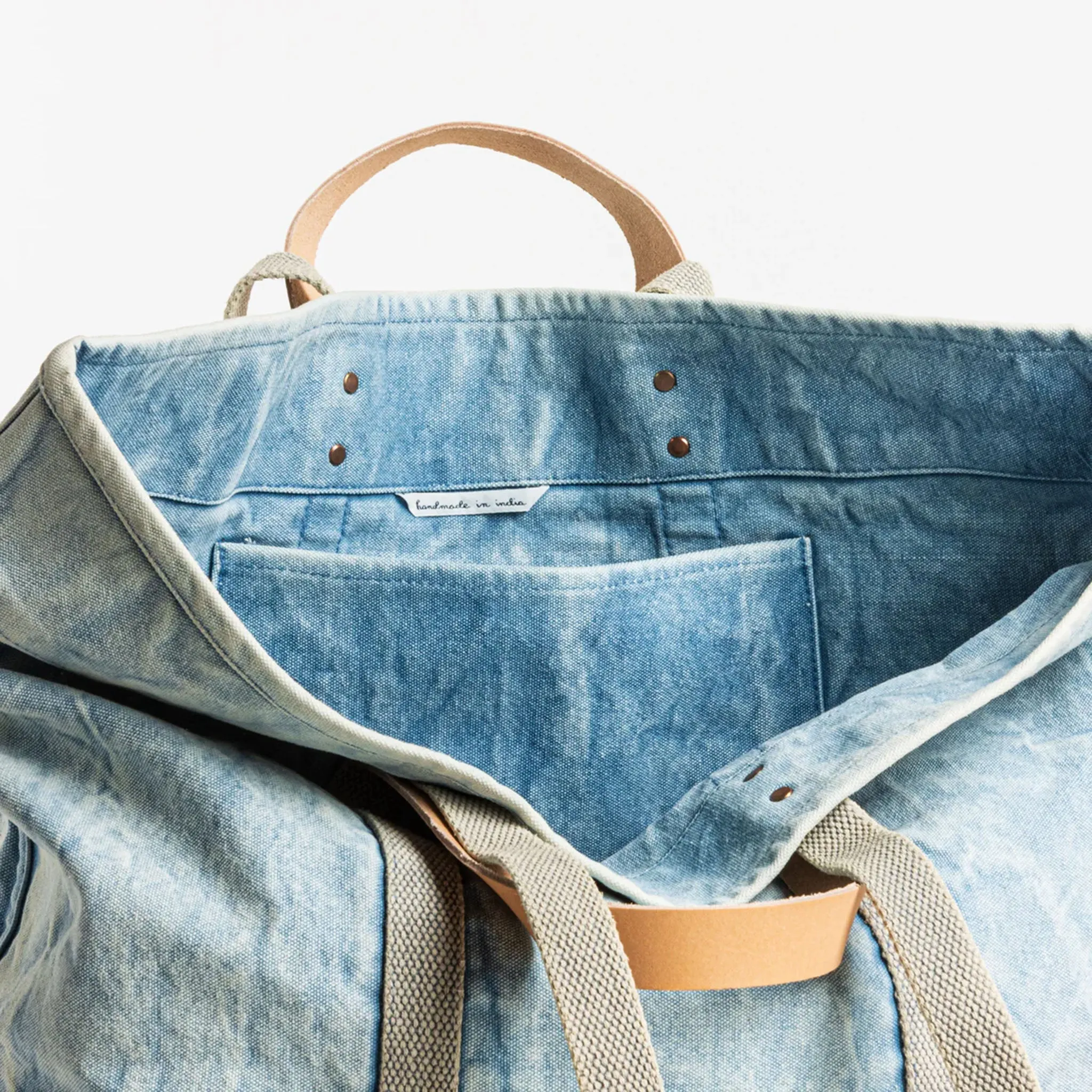 Immodest Cotton Large East-West Tote in Acid Wash