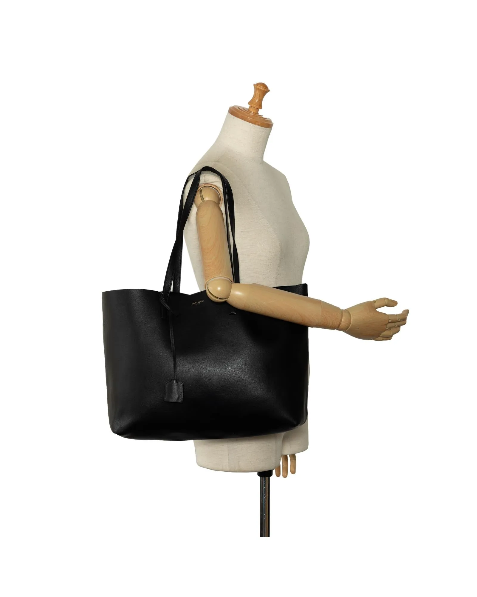 Leather Shopping Tote with Flat Shoulder Straps