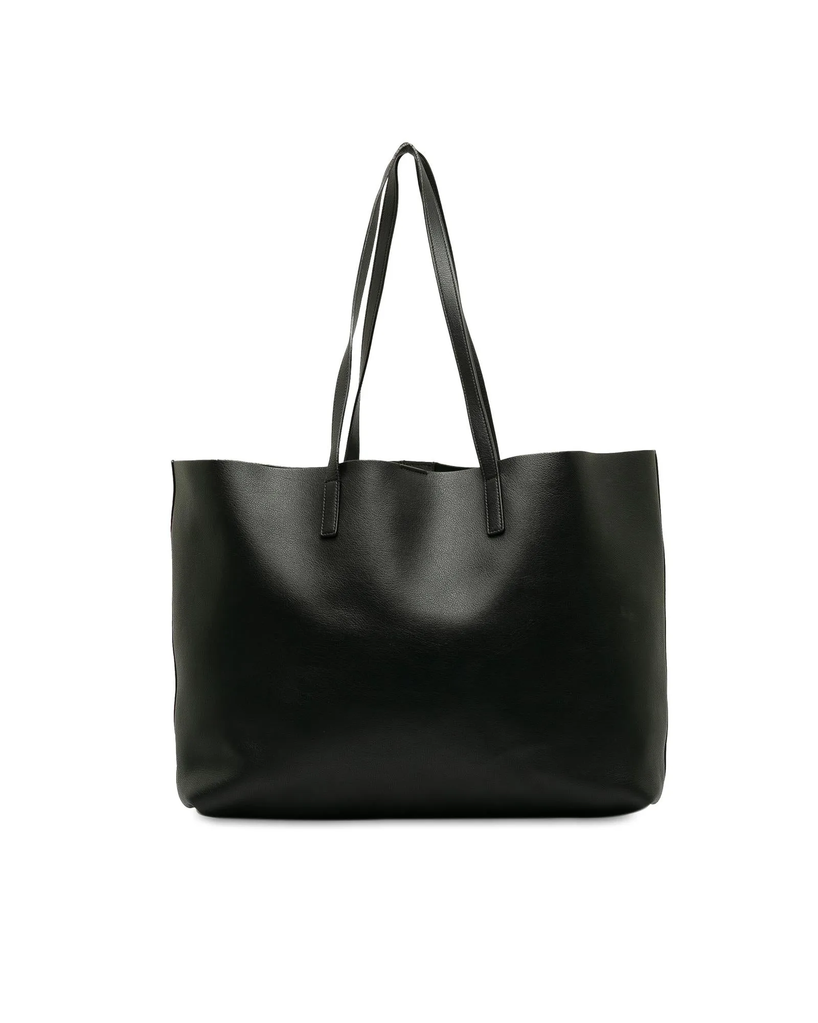 Leather Shopping Tote with Flat Shoulder Straps