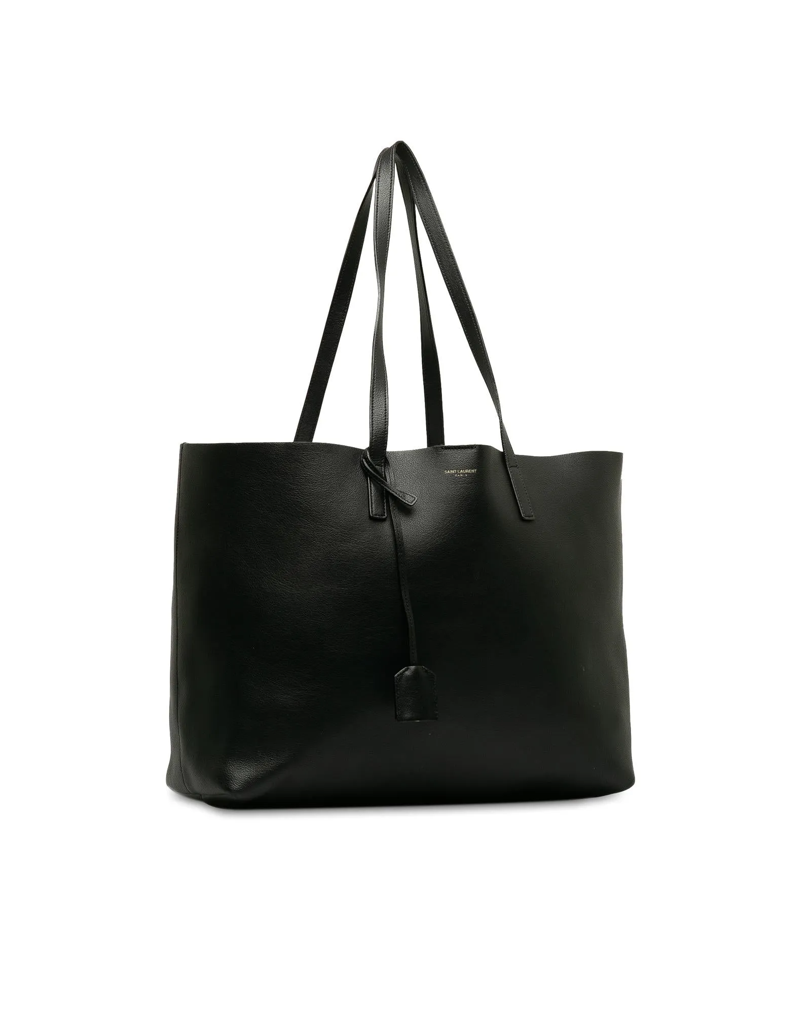 Leather Shopping Tote with Flat Shoulder Straps