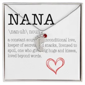 NANA Engraved Baby Feet Necklace with Birthstone