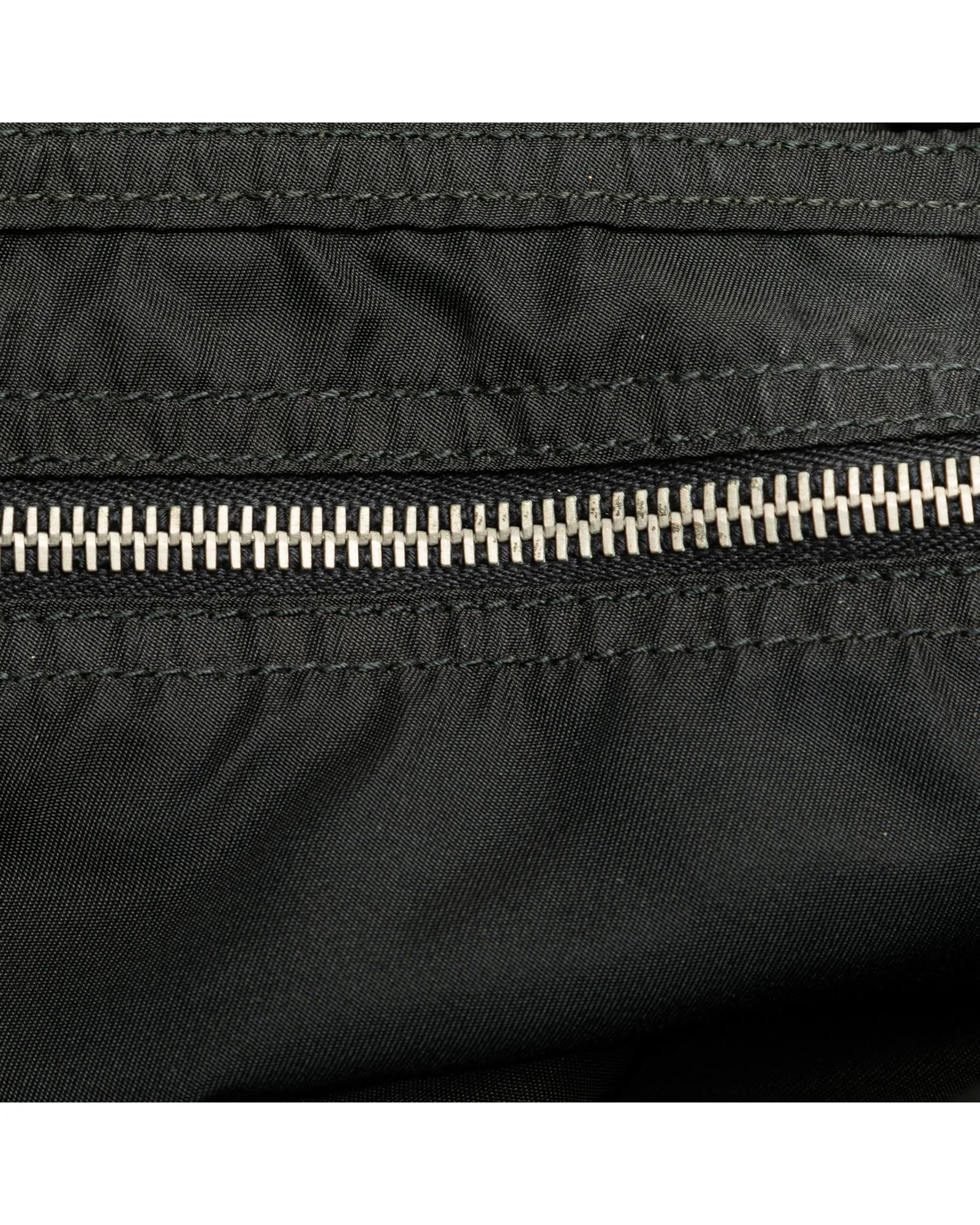 Nylon Tote Bag with Leather Handles and Interior Zip Pocket