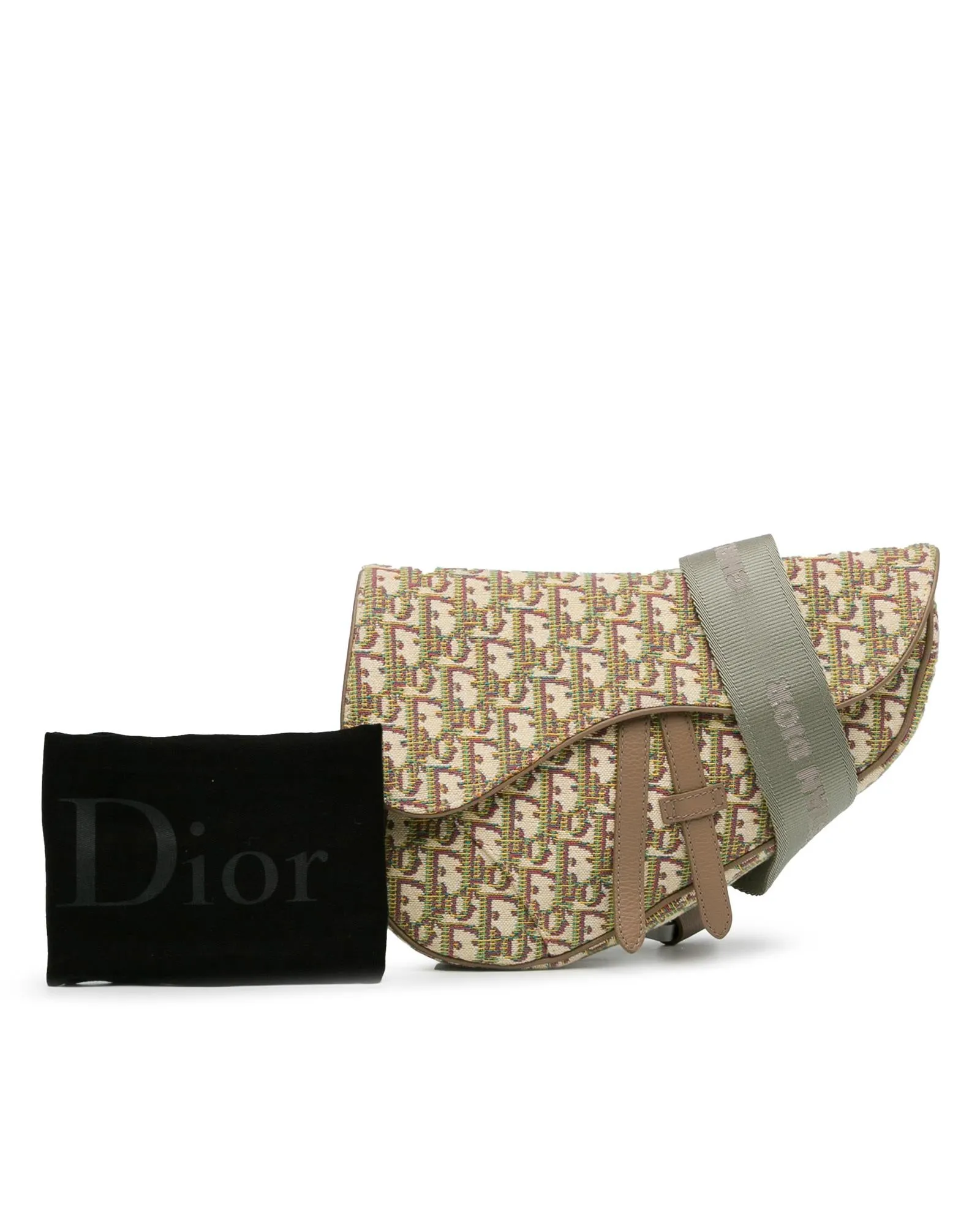 Oblique Canvas Saddle Crossbody Bag with Adjustable Strap