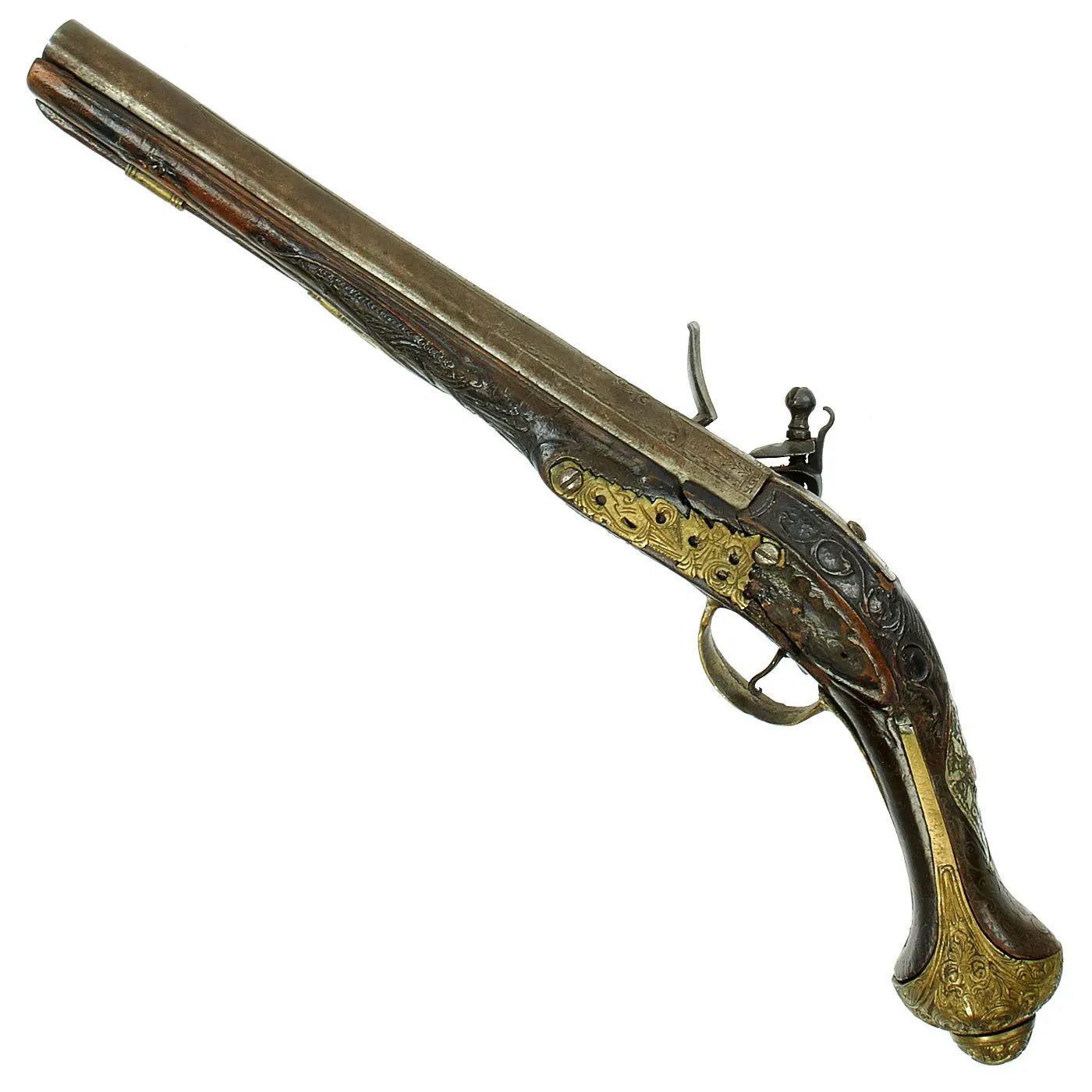 Original 19th Century Ottoman "Barbary Pirate" Decorated Flintlock Pistol - circa 1800