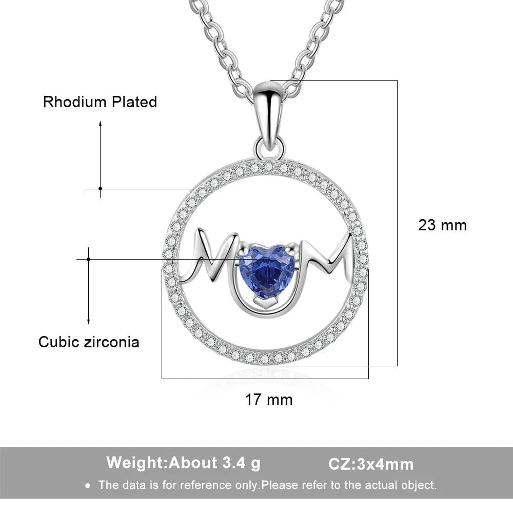 Personalized Copper Necklace With Round Pendant And Customized CZ Birthstone Jewelry Gift for Mother’s Day