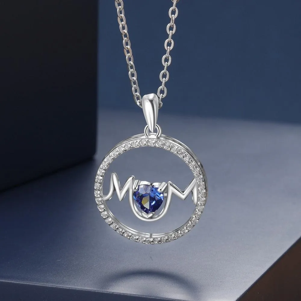 Personalized Copper Necklace With Round Pendant And Customized CZ Birthstone Jewelry Gift for Mother’s Day