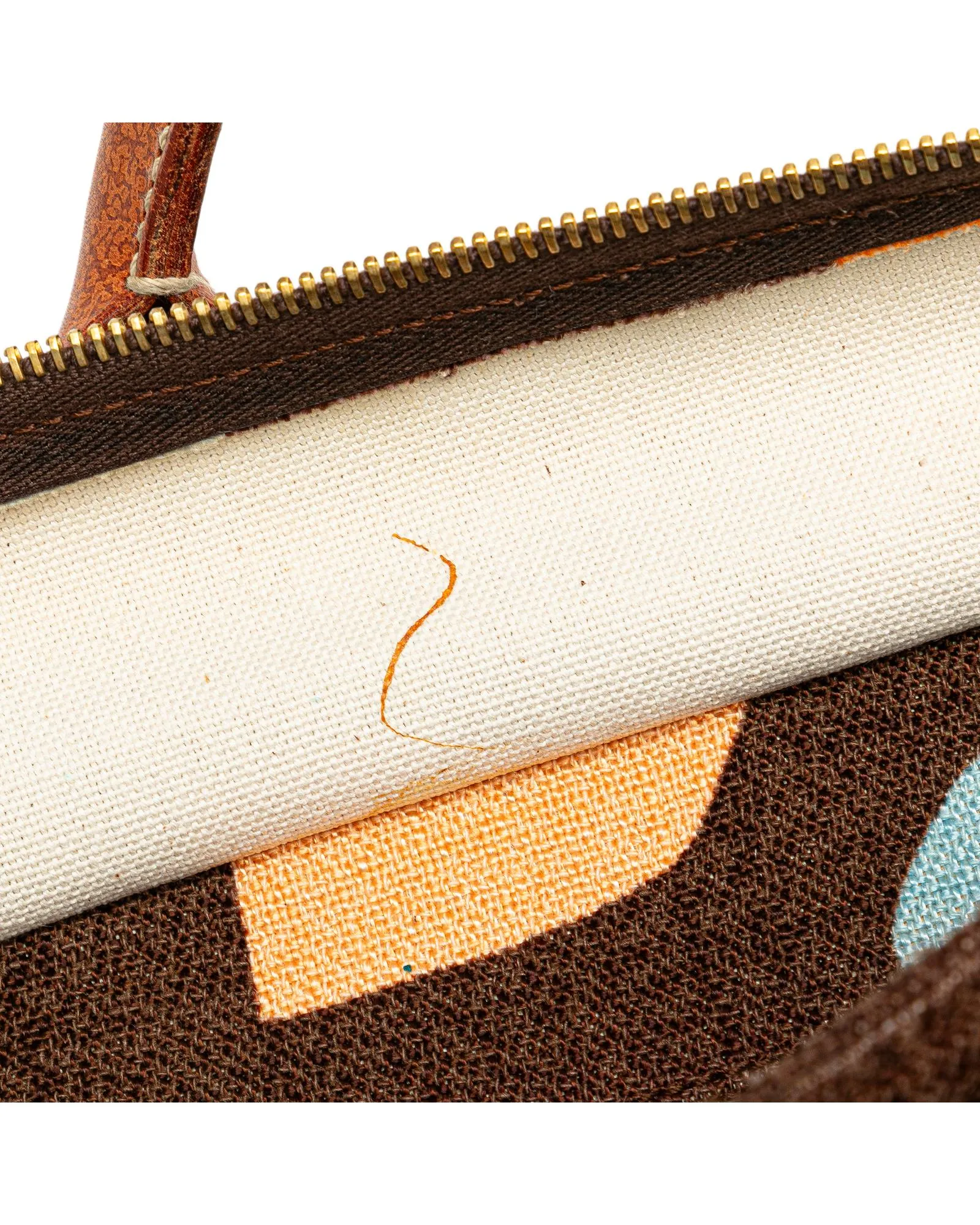 Printed Canvas Tote with Leather Handles