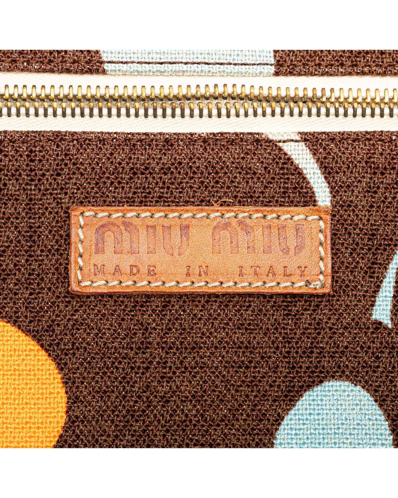 Printed Canvas Tote with Leather Handles