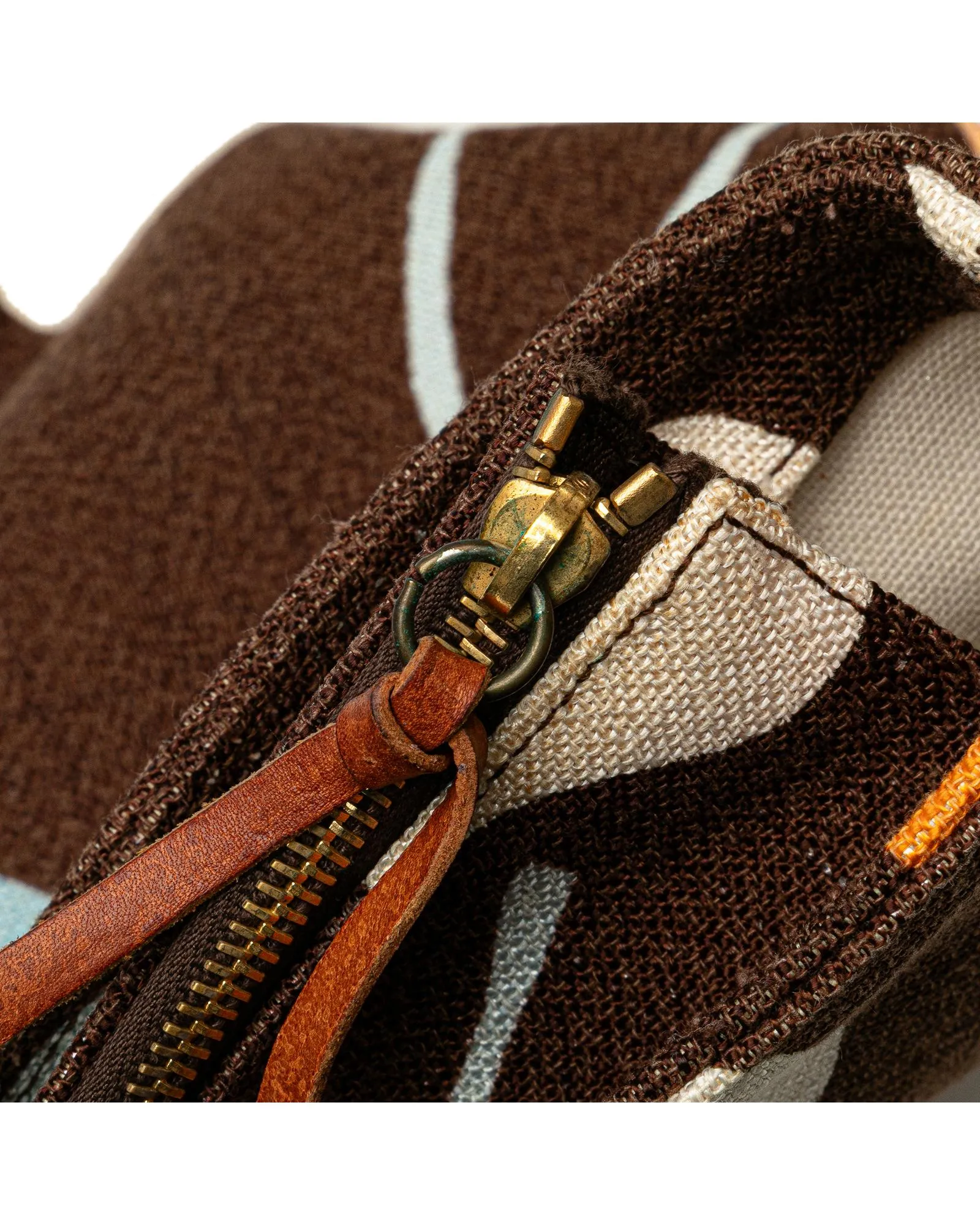 Printed Canvas Tote with Leather Handles