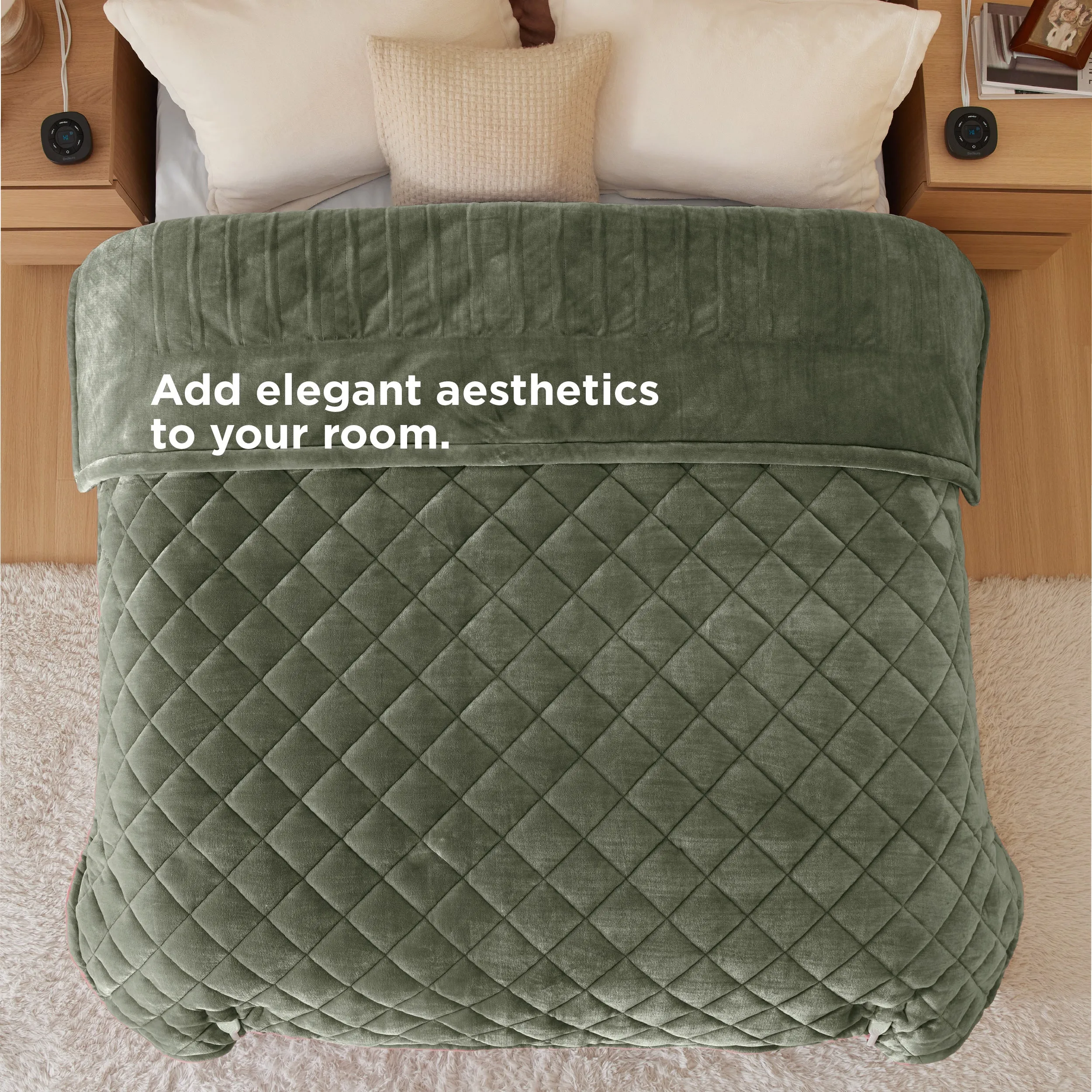 Quilted Sherpa Fleece Heated Blanket