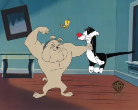 Sylvester and Tweety Mysteries Original Production Cel: Sylvester, Tweety, and Hector