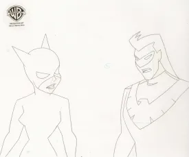 The New Batman Adventures Original Production Drawing: Catwoman and Nightwing