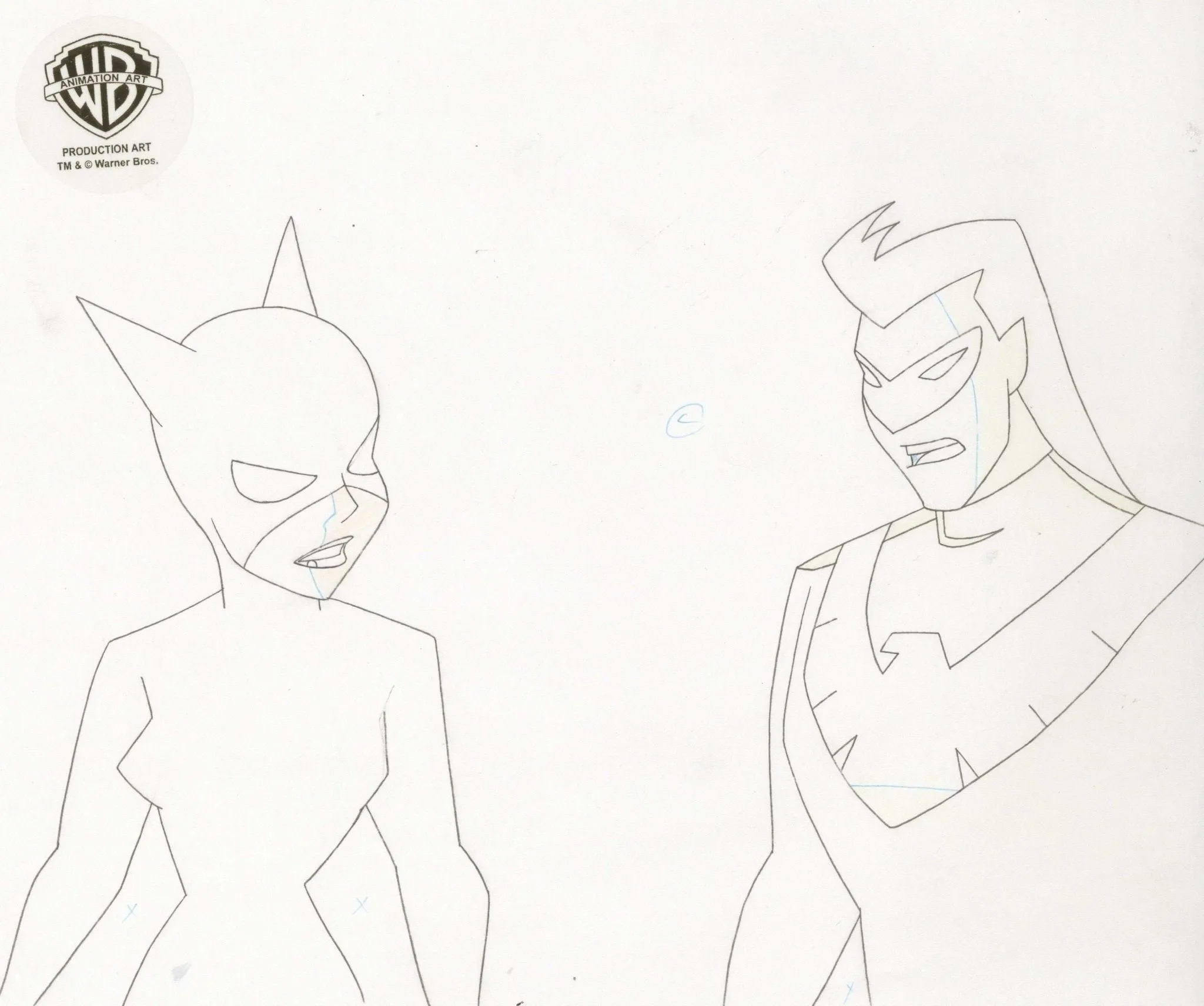 The New Batman Adventures Original Production Drawing: Catwoman and Nightwing