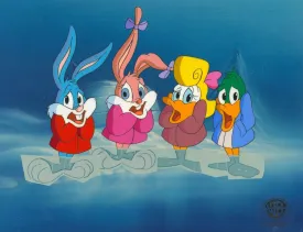 Tiny Toons Original Production Cel: Babs Bunny, Buster Bunny, Shirley the Loon, and Plucky Duck
