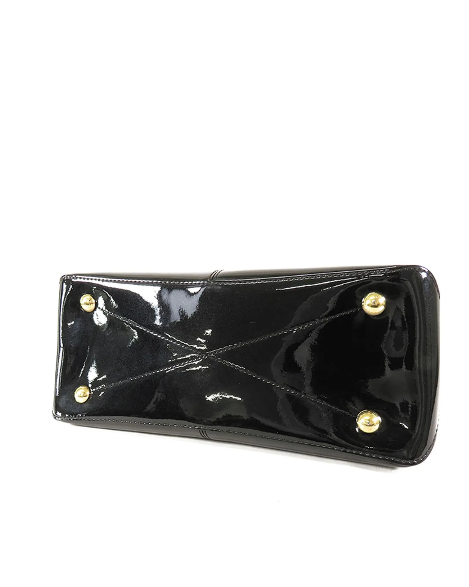Vernis Leather Tote with Monogram Handles and Detachable Strap