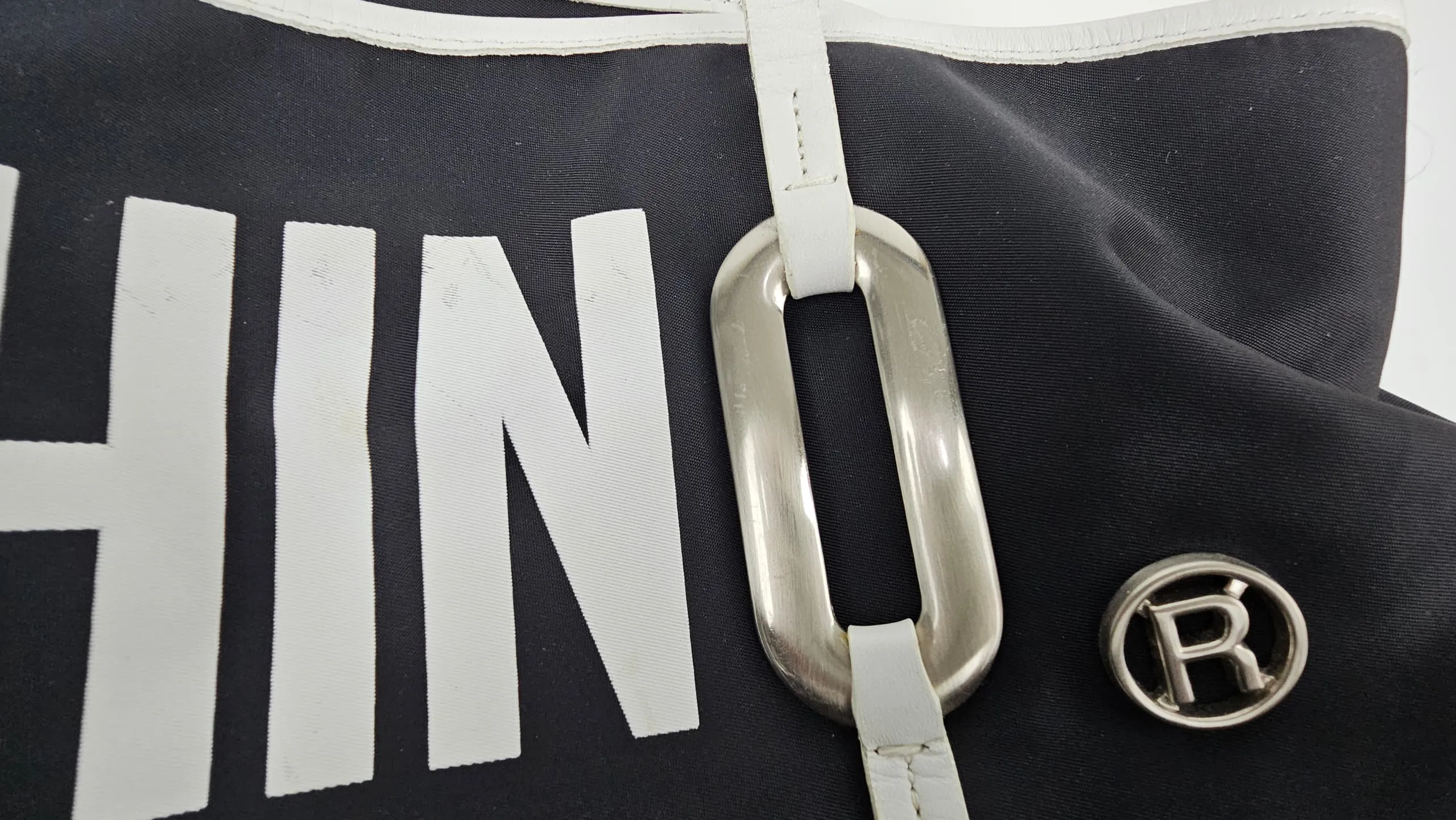 Vintage Black Nylon Shopping Tote Bag