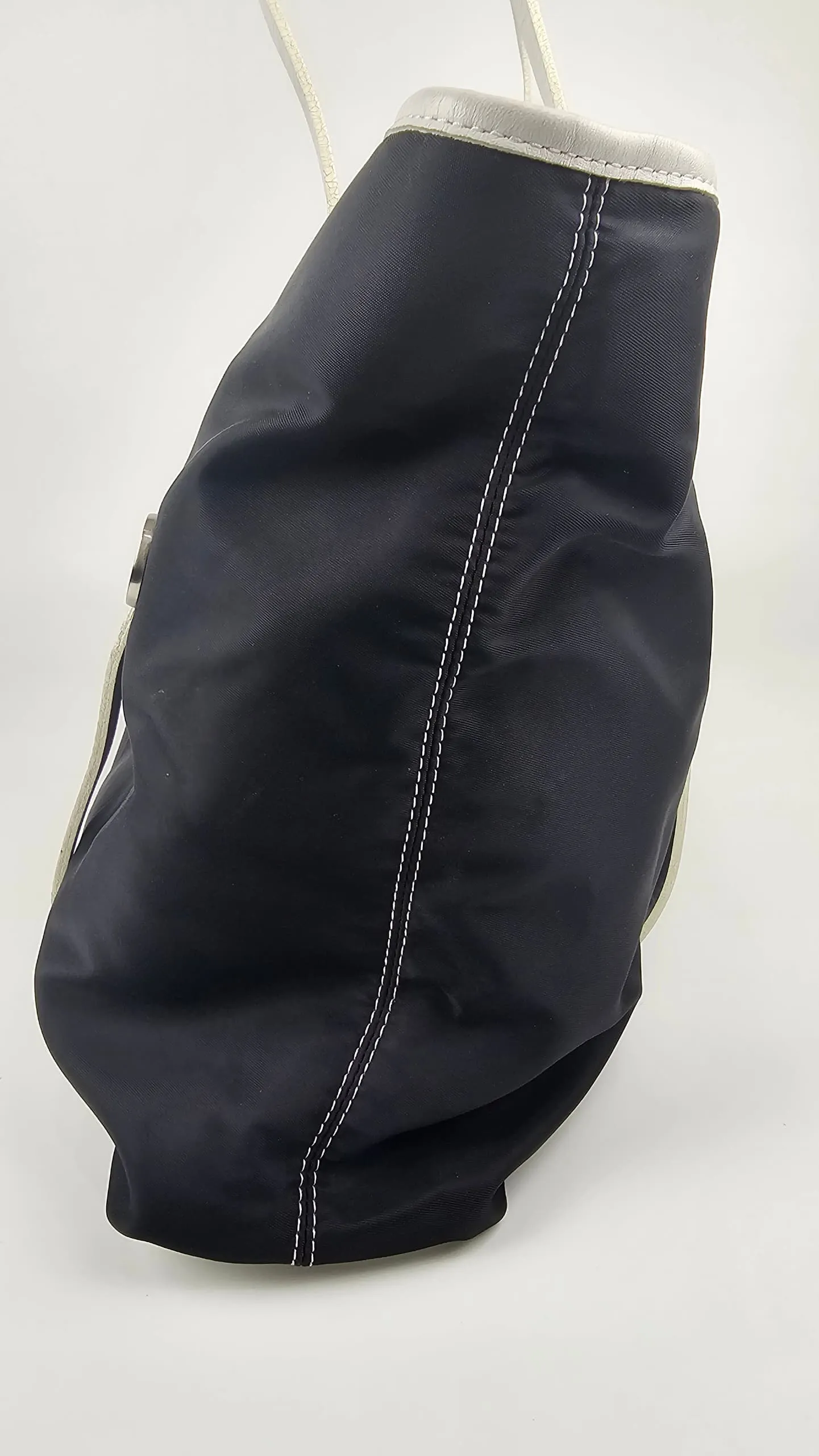 Vintage Black Nylon Shopping Tote Bag